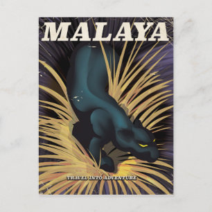 Malaya Vintage travel poster. Postcard