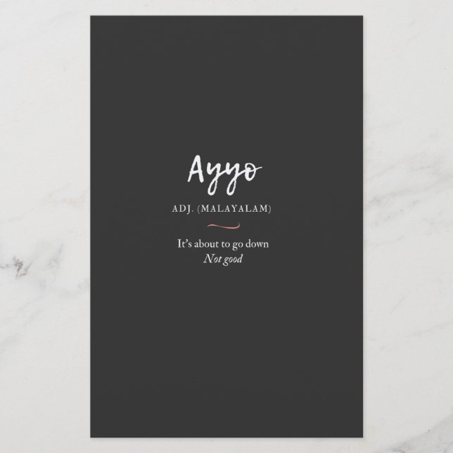 malayalam tshirt ayyo definition stationery (Front)