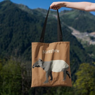 Malayan or Asian Tapir Animal Illustration Tote Bag