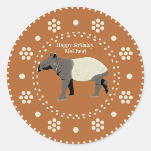 Malayan or Asian Tapir Custom Message Classic Round Sticker
