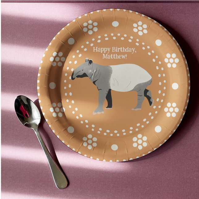 Malayan or Asian Tapir Custom Message Paper Plate (Creator Uploaded)