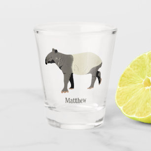 Malayan or Asian Tapir Illustrated Personalised Shot Glass