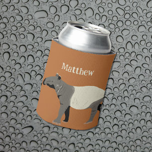 Malayan or Asian Tapir Illustration Personalised Can Cooler