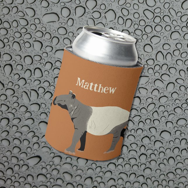 Malayan or Asian Tapir Illustration Personalised Can Cooler (Creator Uploaded)