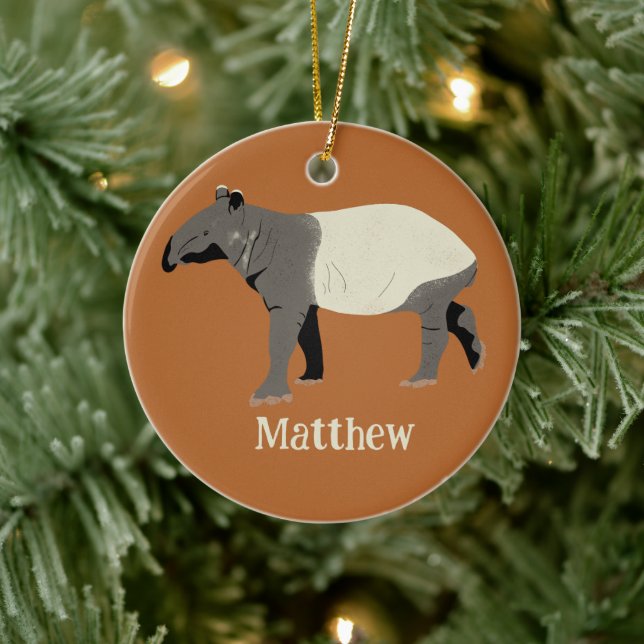 Malayan or Asian Tapir Personalised Dated Ceramic Tree Decoration (Tree)