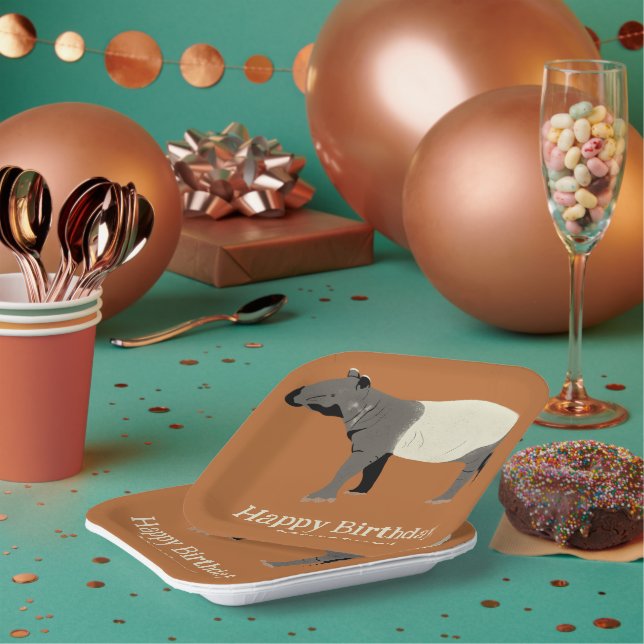 Malayan or Asian Tapir Personalised Party Paper Plate (Multi)