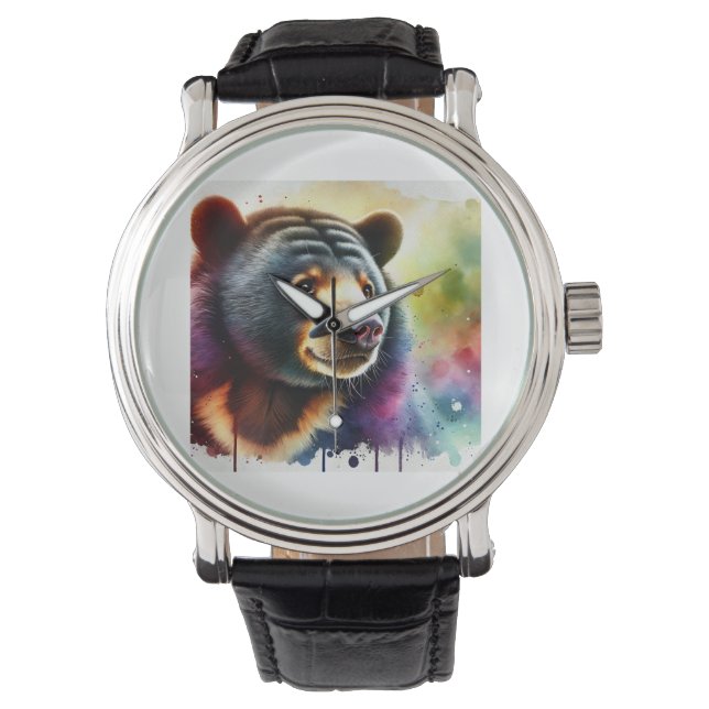 Malayan Sun Bear 200724AREF120 - Watercolor Watch (Front)