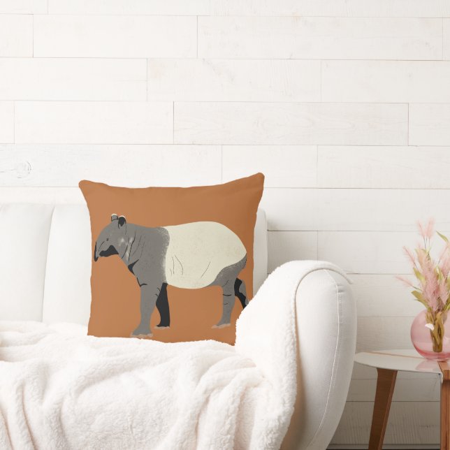 Malayan Tapir Animal Graphic Cinnamon Orange Cushion (Couch)
