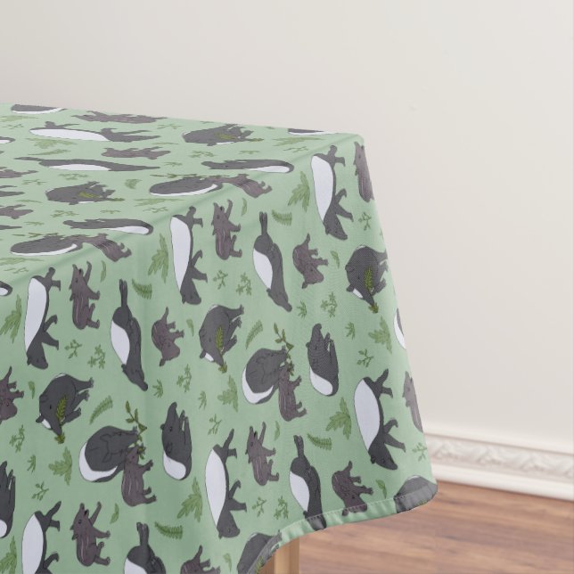 Malayan Tapir Green Jungle Zoo Party Tablecloth (In Situ)