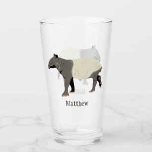 Malayan Tapir Illustrated Personalised Glass