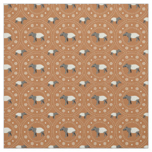Malayan Tapirs Animal Patterned Cinnamon Orange Fabric