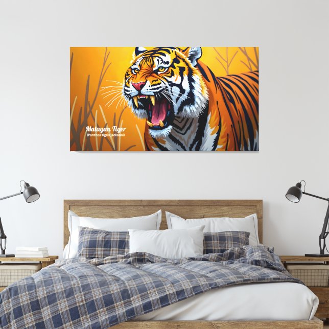 Malayan Tiger, The Soul of the Malaysia Rainforest Canvas Print (Insitu(Bedroom))