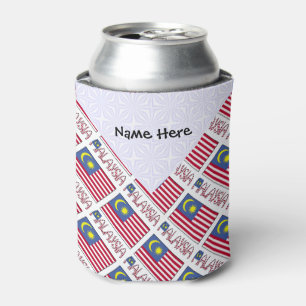 Malaysia and Malaysian Flag Tiled with Your Name Can Cooler