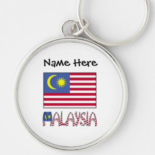 Malaysia and Malaysian Flag with Your Name Key Ring