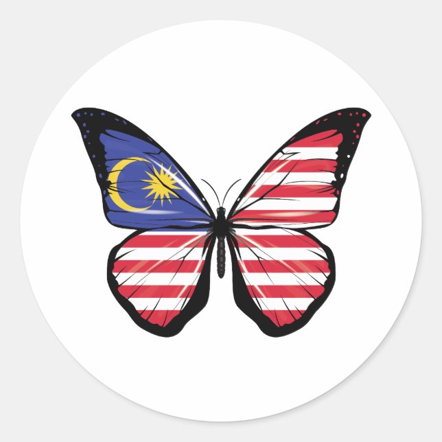 Malaysia Butterfly Flag Classic Round Sticker (Front)