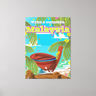 Malaysia cartoon travel poster art. canvas print