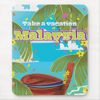 Malaysia cartoon travel poster art. mouse mat