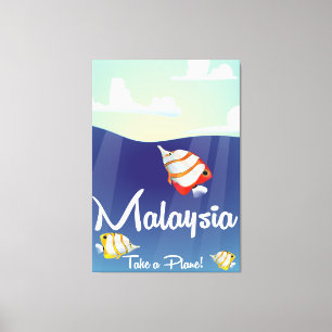 Malaysia Cartoon travel poster Canvas Print