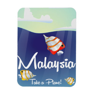 Malaysia Cartoon travel poster Magnet