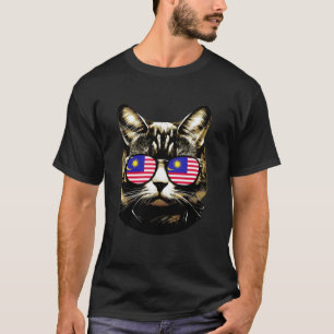 Malaysia Cat Lover Apparel Malaysian Flag Sunglass T-Shirt