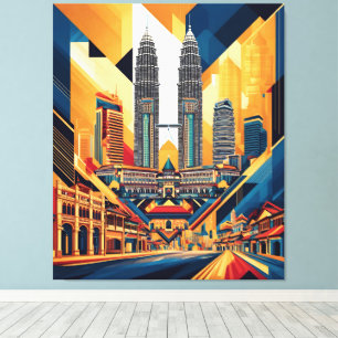 Malaysia City Abstract Geometric  Canvas Print