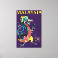 Malaysia Dragon vintage style travel poster