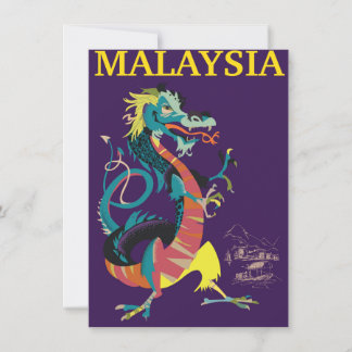 Malaysia Dragon vintage style travel poster Invitation