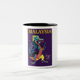 Malaysia Dragon vintage style travel poster Two-Tone Coffee Mug