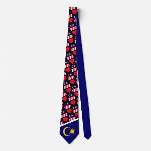 Malaysia Flag and Heart Pattern Malaysian Pride Tie (Front)