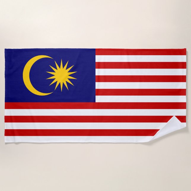 Malaysia Flag Beach Towel (Front)