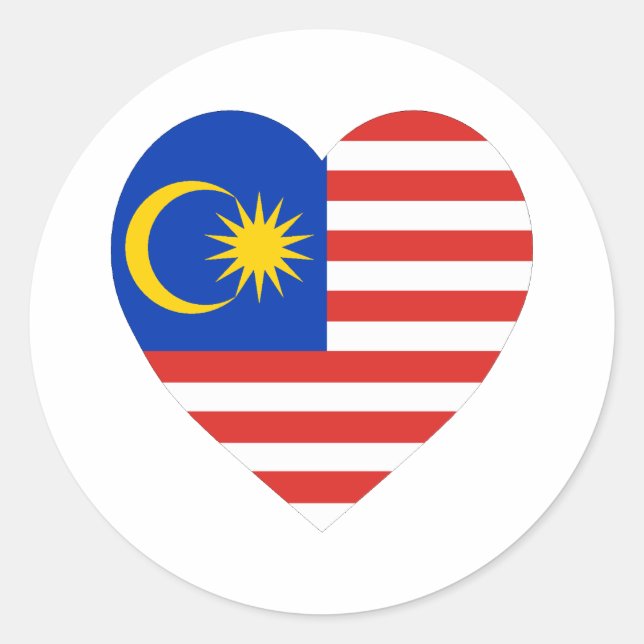 Malaysia Flag Heart Classic Round Sticker (Front)