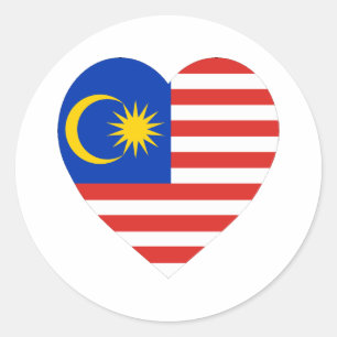 Malaysia Flag Heart Classic Round Sticker