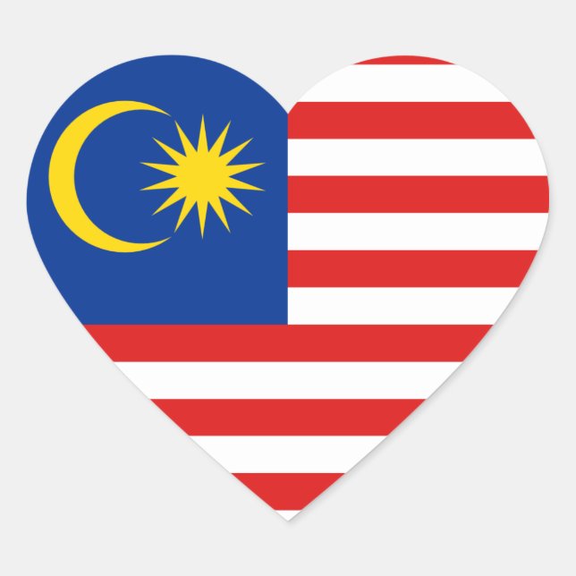 Malaysia Flag Heart Sticker (Front)