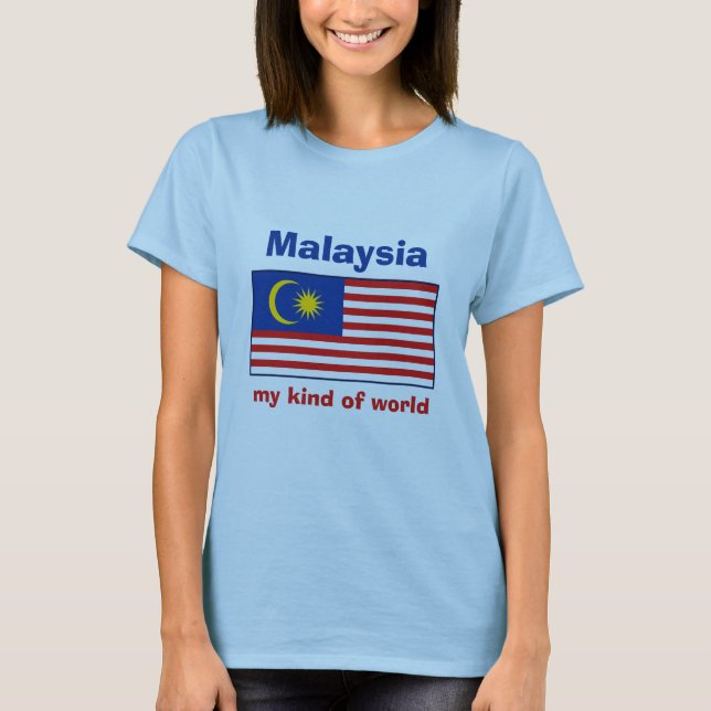 Malaysia Flag + Map + Text T-Shirt (Front)