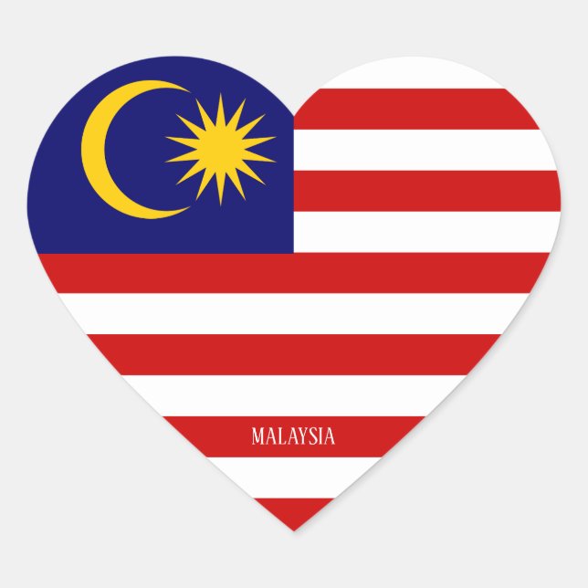 Malaysia Flag Patriotic Heart Sticker (Front)