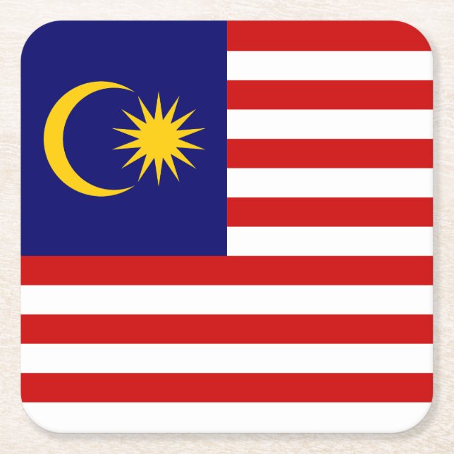 Malaysia Flag Square Paper Coaster (Front)