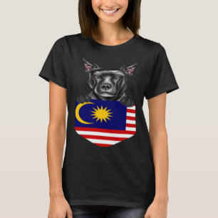 Malaysia Flag Staffordshire Bull Terrier Dog In Po T-Shirt