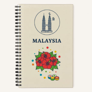 Malaysia Heritage & Hibiscus Bloom Photo Archive  Notebook