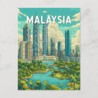 Malaysia Illustration Travel Art Vintage