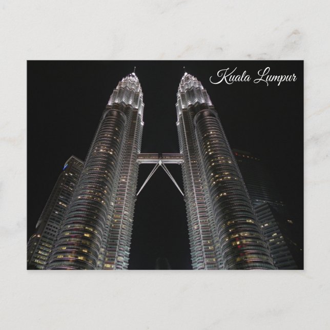 Malaysia Kuala Lumpur Petronas Towers at Night Postcard (Front)