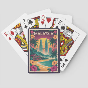 Malaysia Landscape Illustration Travel Art Vintage Playing Cards