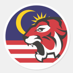 Malaysia Malayan Tiger Malaysian National Animal Classic Round Sticker