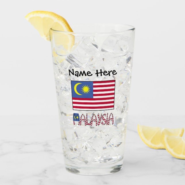 Malaysia Malaysian Flag Black Personalisation  Glass (Front Ice)