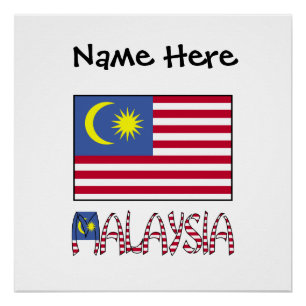 Malaysia Malaysian Flag Black Personalisation  Poster