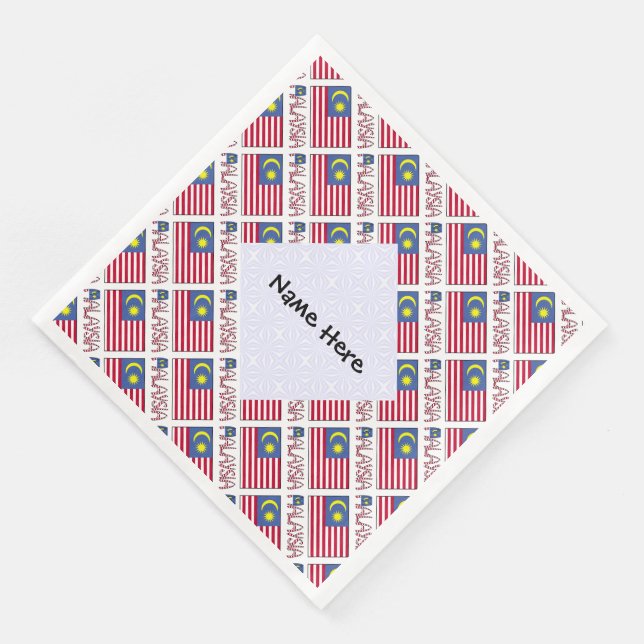 Malaysia Malaysian Flag Tiled Black Personalizatio Napkin (Corner)