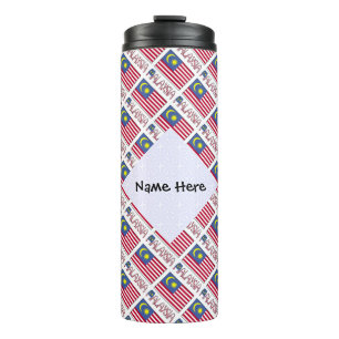Malaysia Malaysian Flag Tiled Black Personalizatio Thermal Tumbler