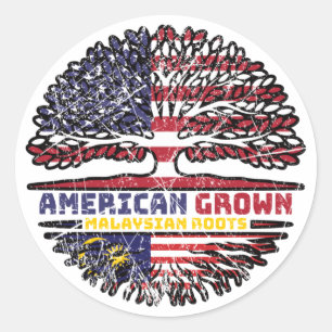 Malaysia Malaysian US American USA United States Classic Round Sticker