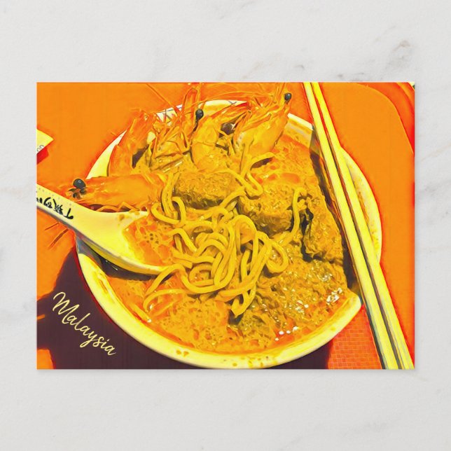 Malaysia Prawn Laksa spicy foodie travel print Postcard (Front)