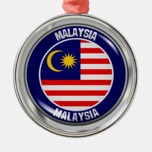 Malaysia Round Emblem Metal Tree Decoration
