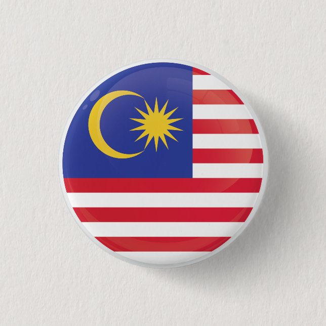 Malaysia  Round Icon Flag  3 Cm Round Badge (Front)